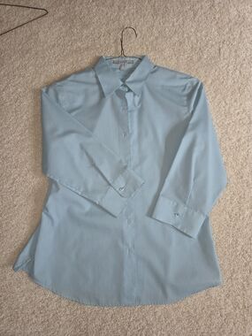 Foxcroft Light Blue Button-Down Blouse